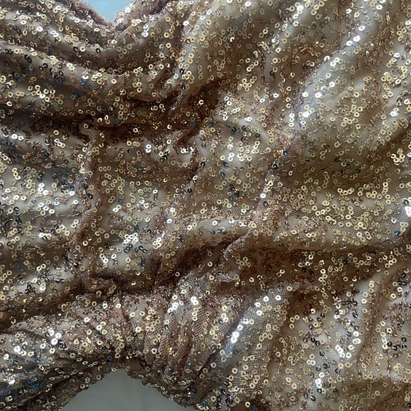 LAUREN By Ralph Lauren Evening Gold Sequin Gown | Size 6 - Picture 5 of 9